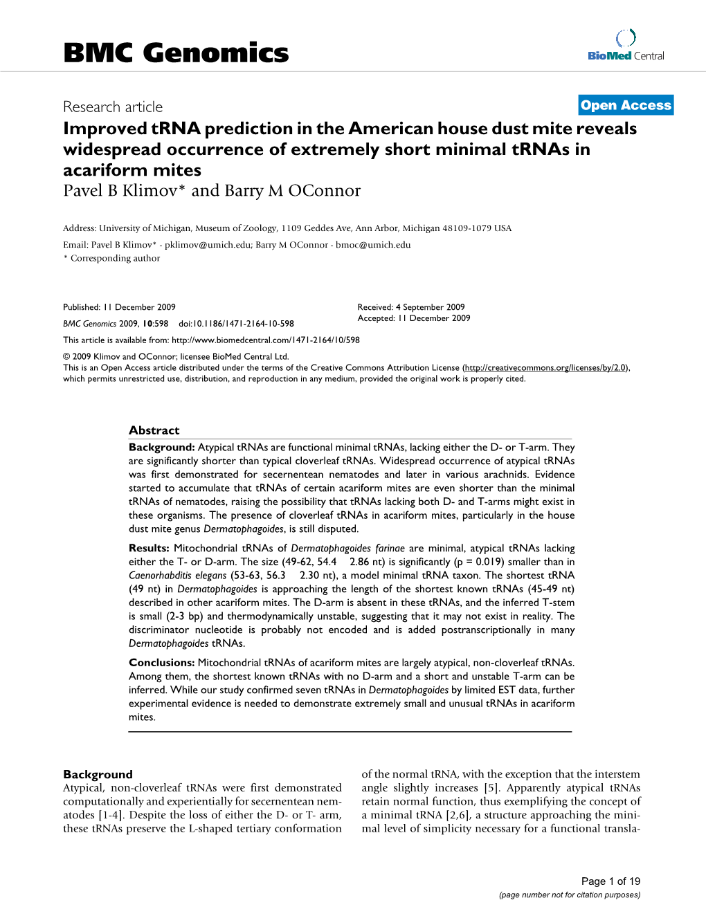 Improved Trna Prediction in the American House Dust Mite Reveals