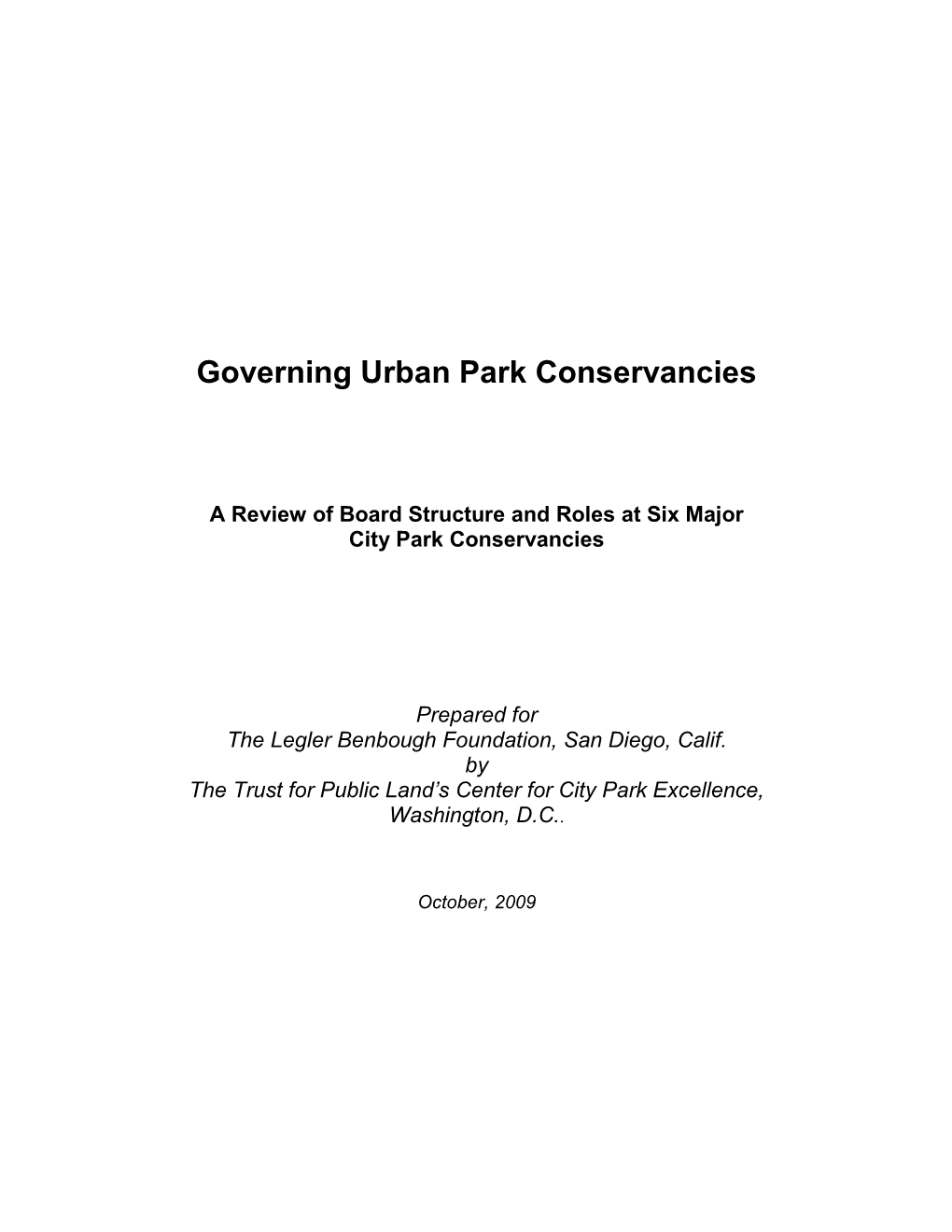 Governing Urban Park Conservancies