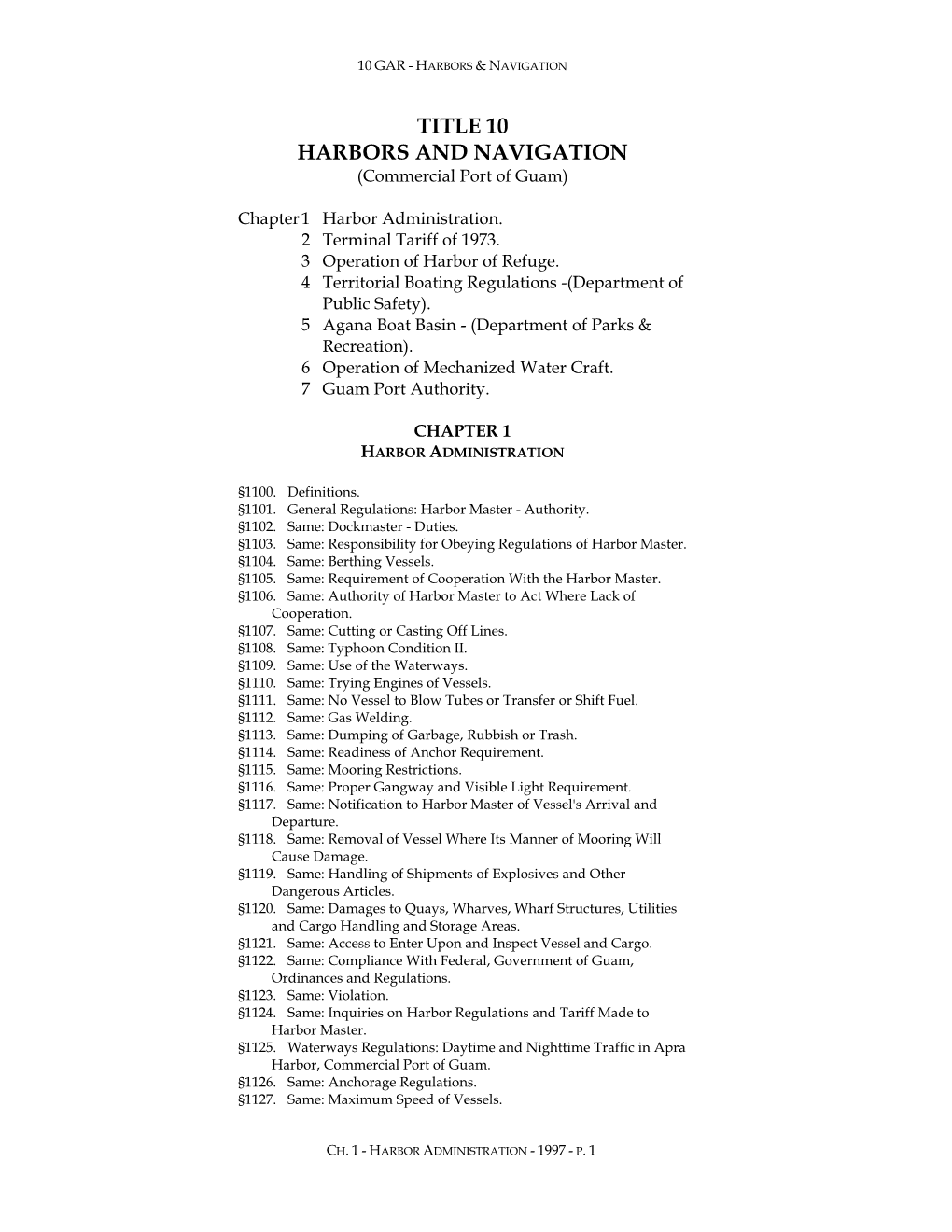 TITLE 10 HARBORS and NAVIGATION (Commercial Port of Guam)