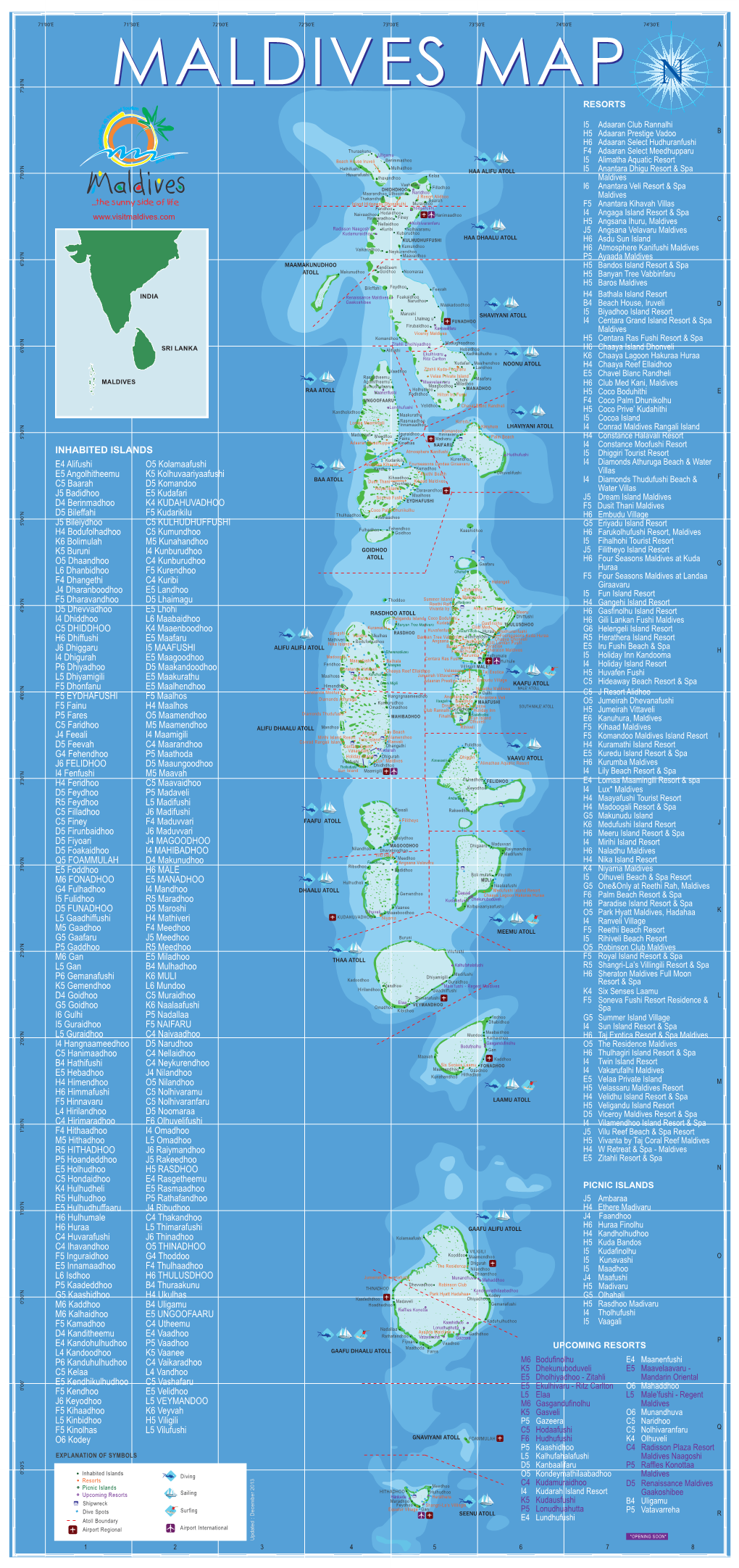 Maldives Map with Sunny Side Logo August 2013