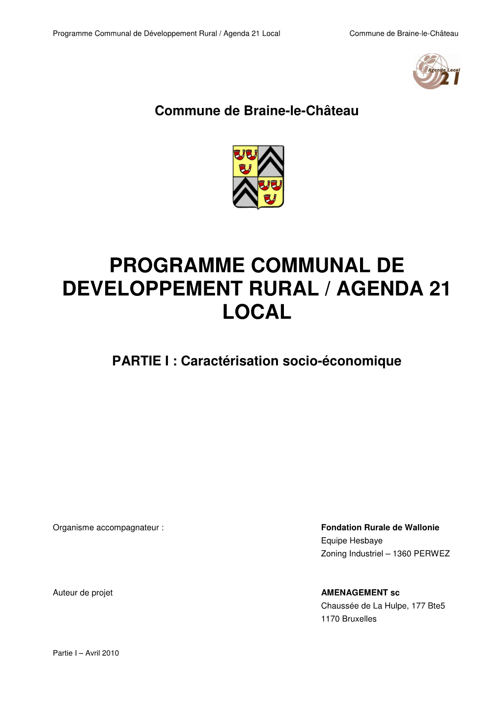 Programme Communal De Developpement Rural / Agenda 21 Local