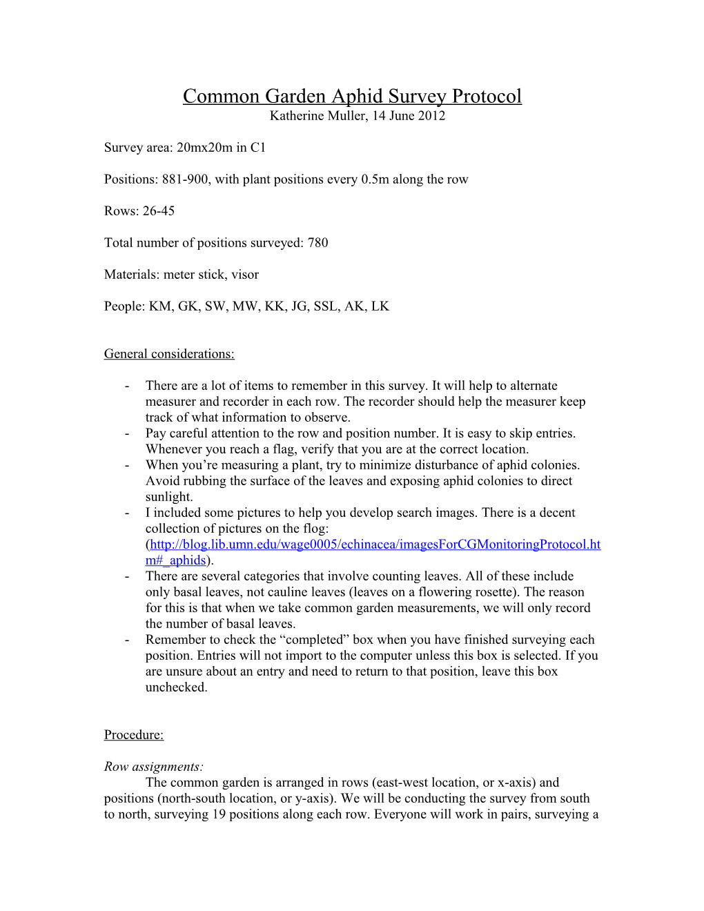 Common Garden Aphid Survey Protocol