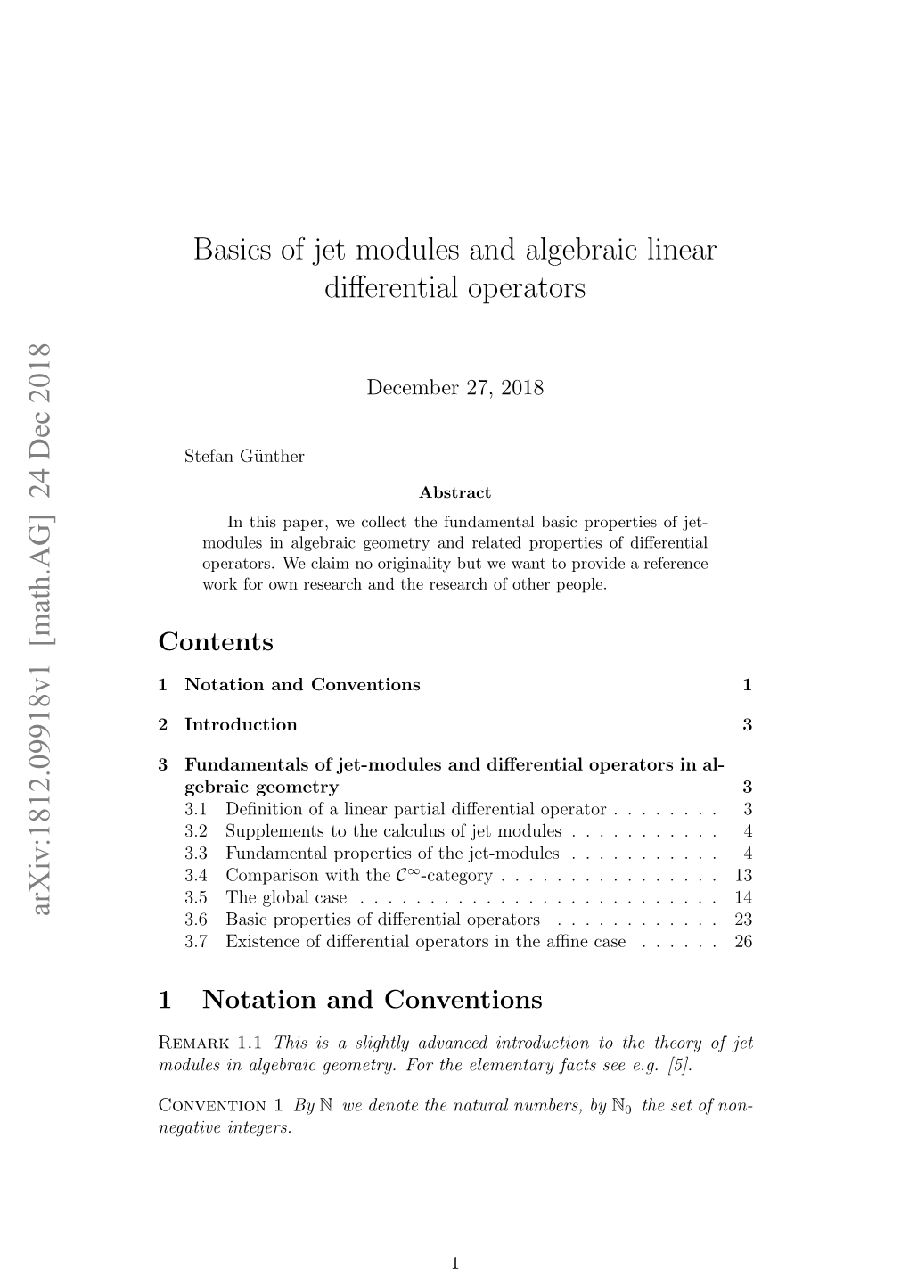 Basics of Jet Modules and Algebraic Linear Differential Operators