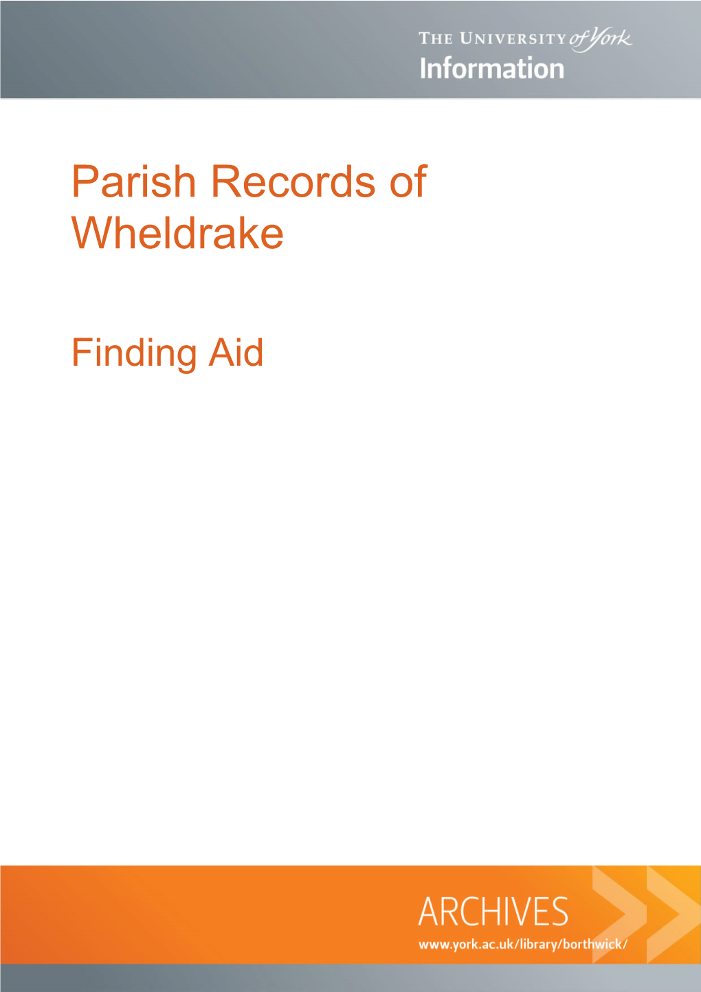 Parish Records of Wheldrake