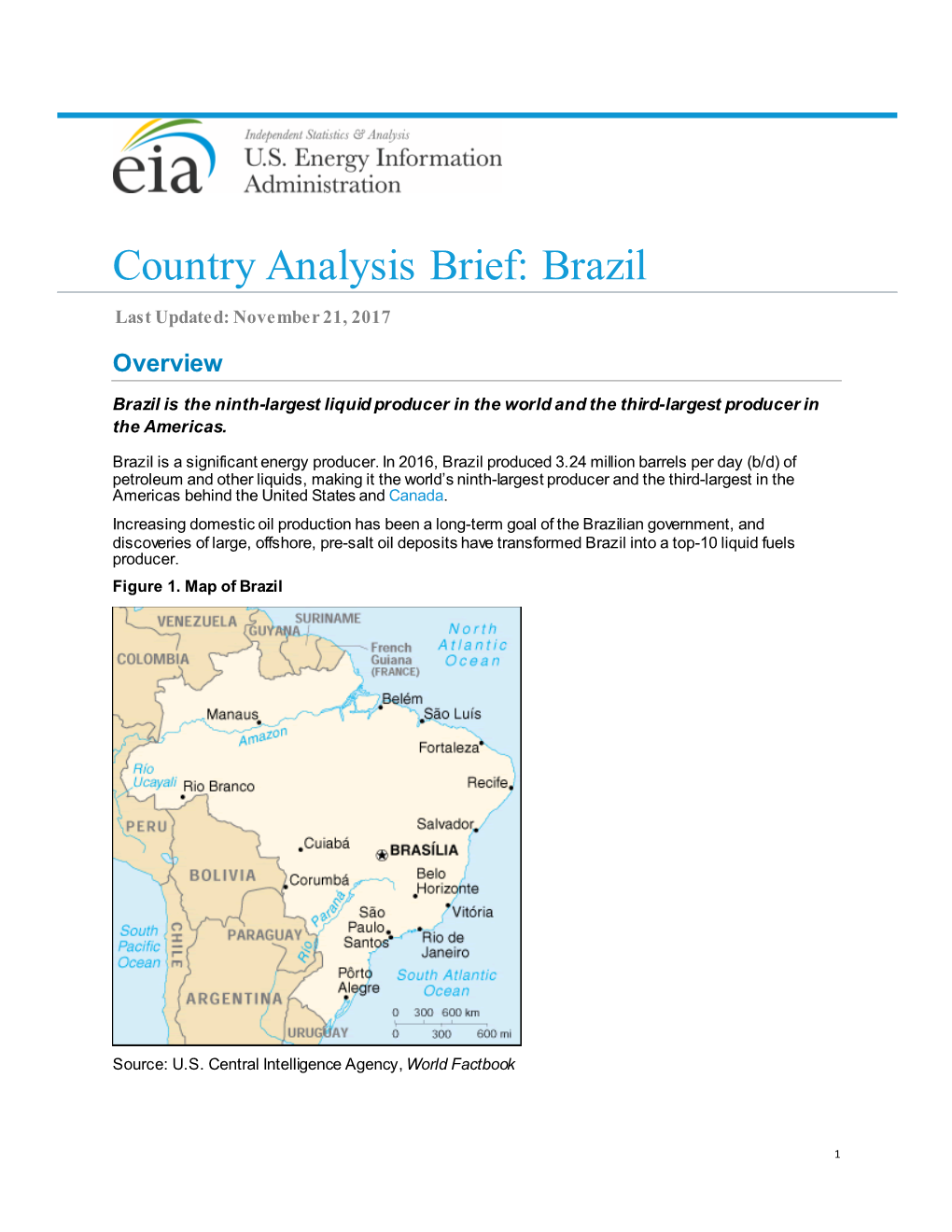 Country Analysis Brief: Brazil Last Updated: November 21, 2017