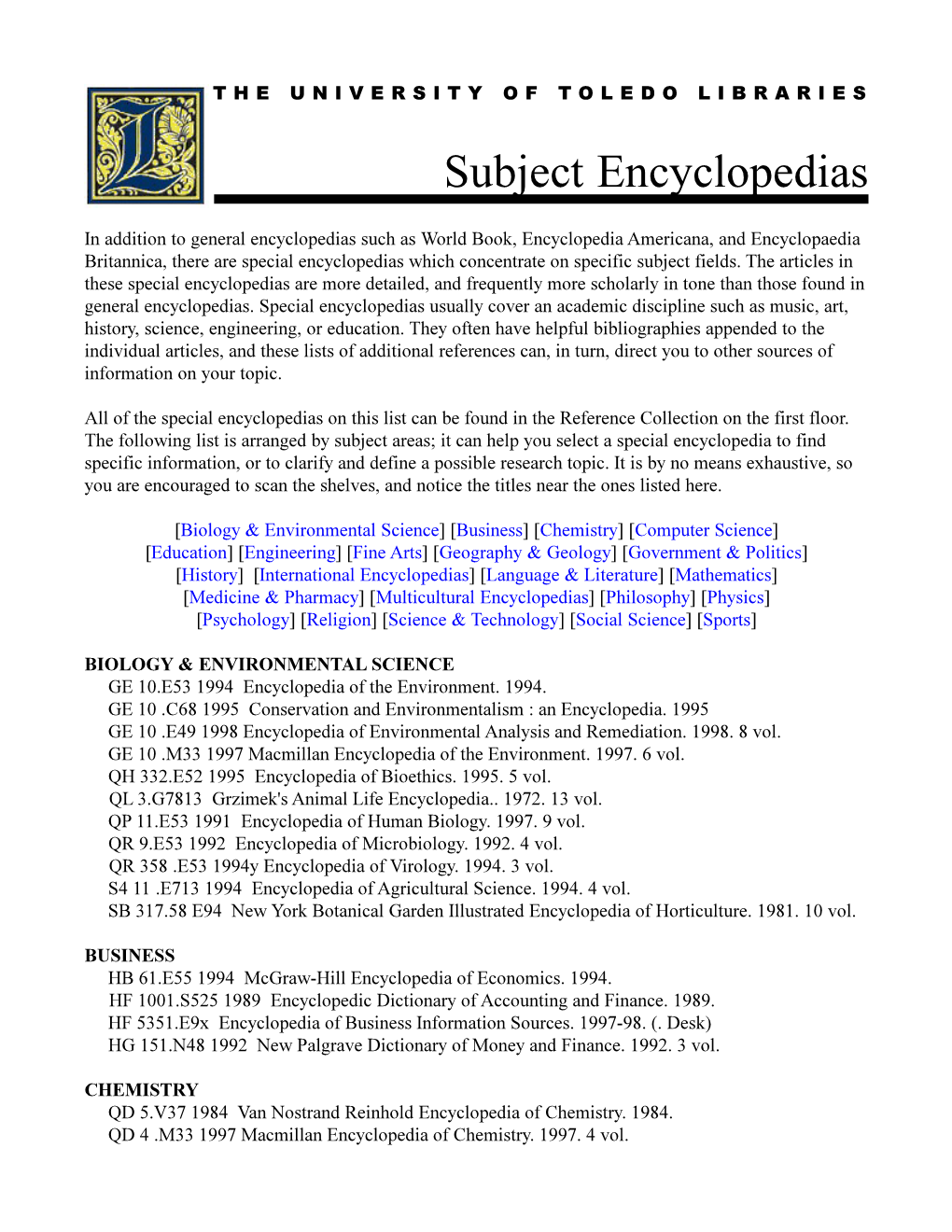 Subject Encyclopedias