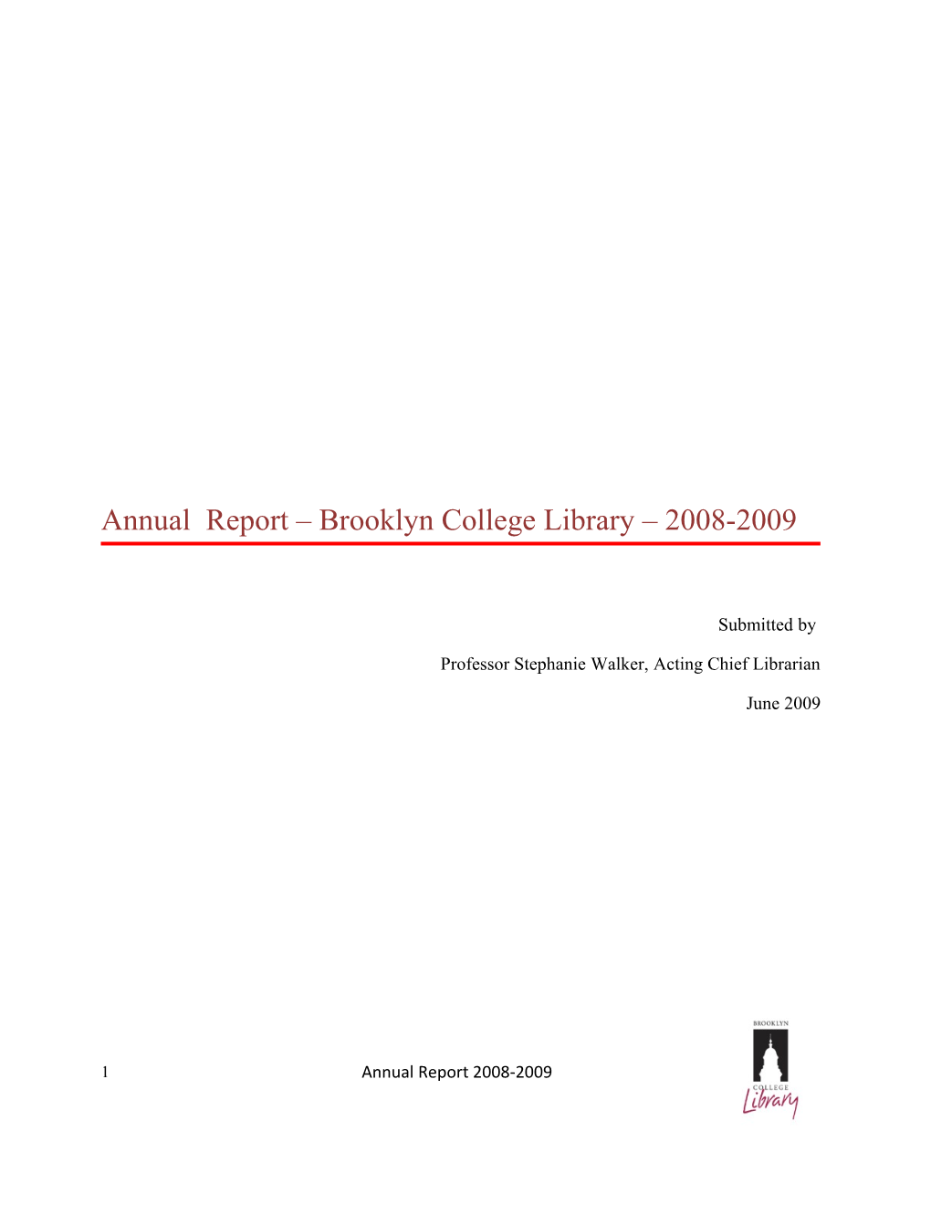 Annual Report – Brooklyn College Library – 2007-2008