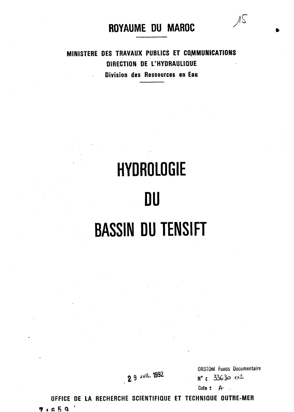 Hydrologie Du Bassin Du Tensift