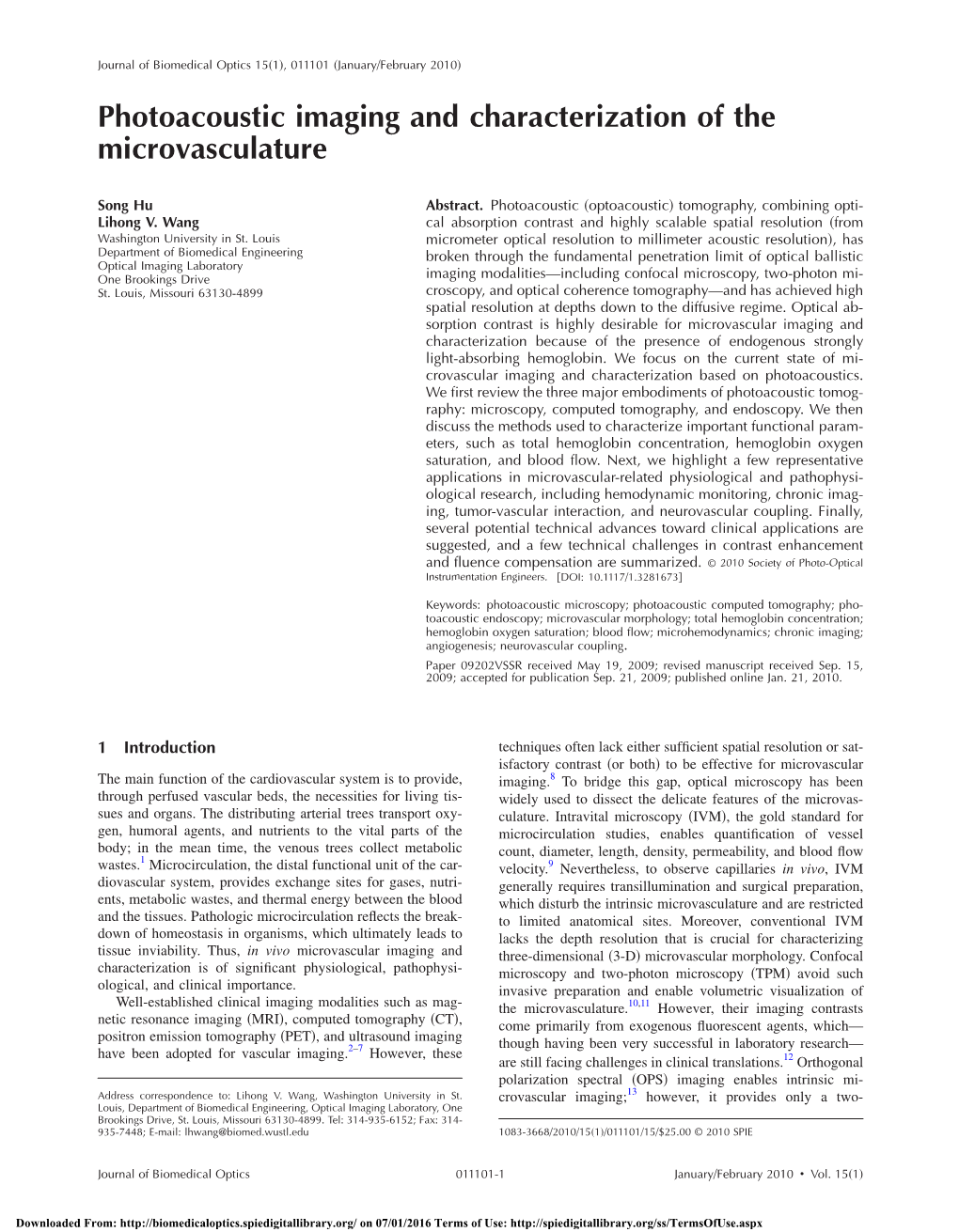 Photoacoustic Imaging and Characterization of the Microvasculature