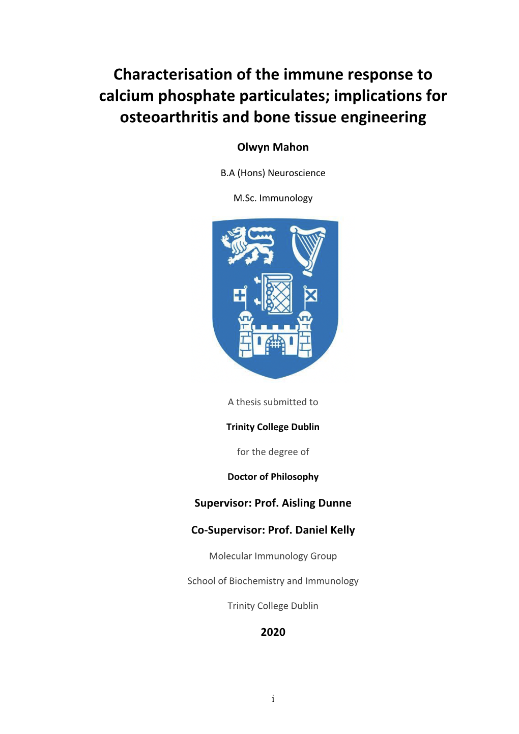 Characterisation of the Immune Response to Calcium Phosphate Particulates; Implications for Osteoarthritis and Bone Tissue Engineering