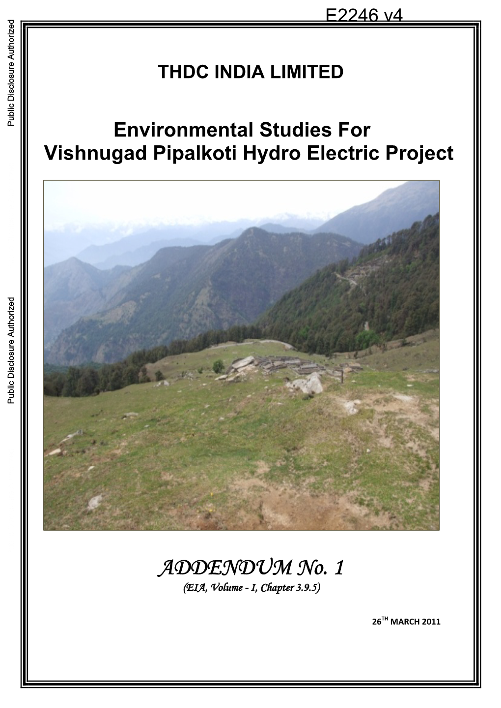 THDC INDIA LIMITED Environmental Studies For