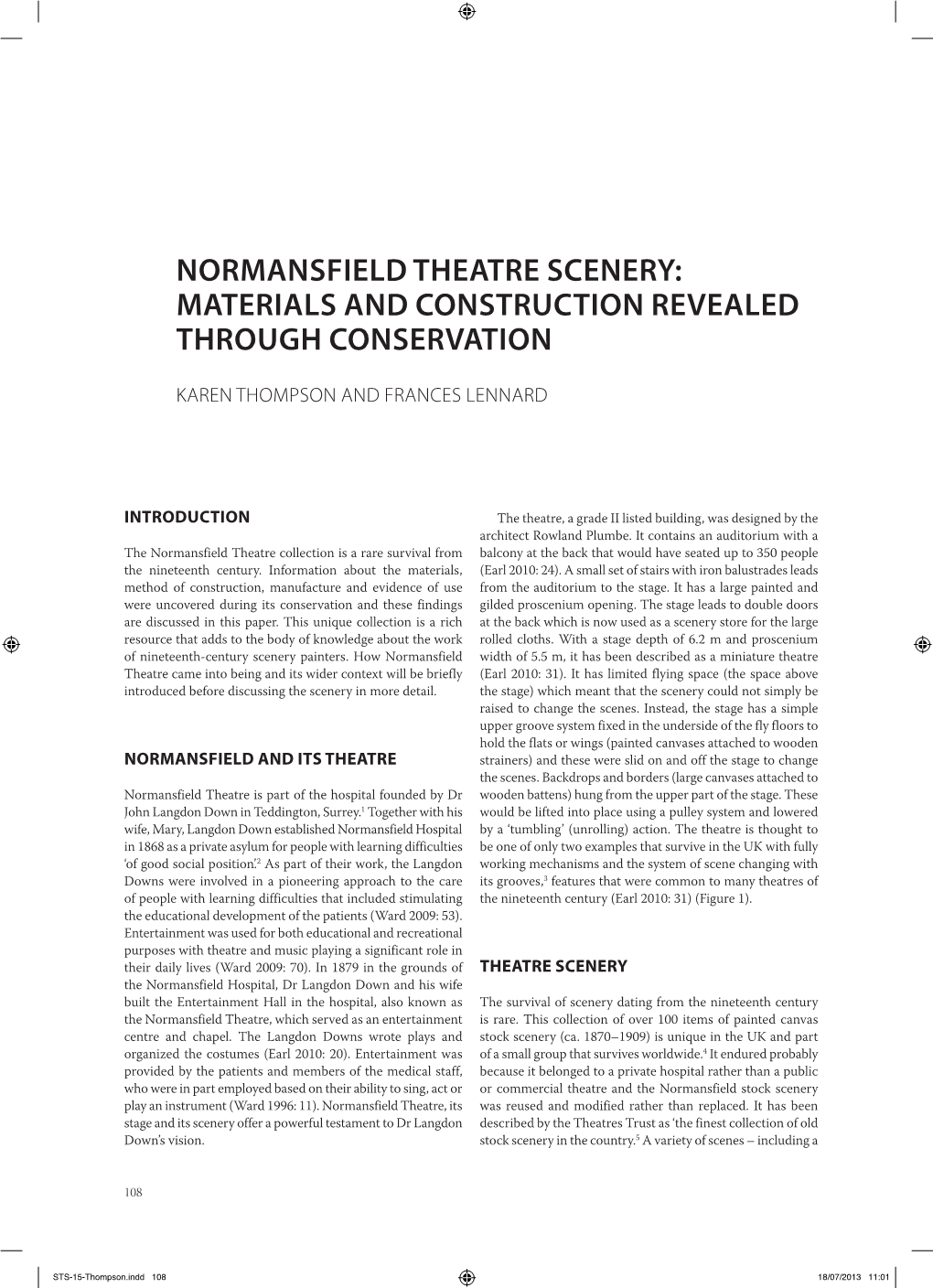 Normansfield Theatre Scenery: Materials and Construction Revealed Through Conservation