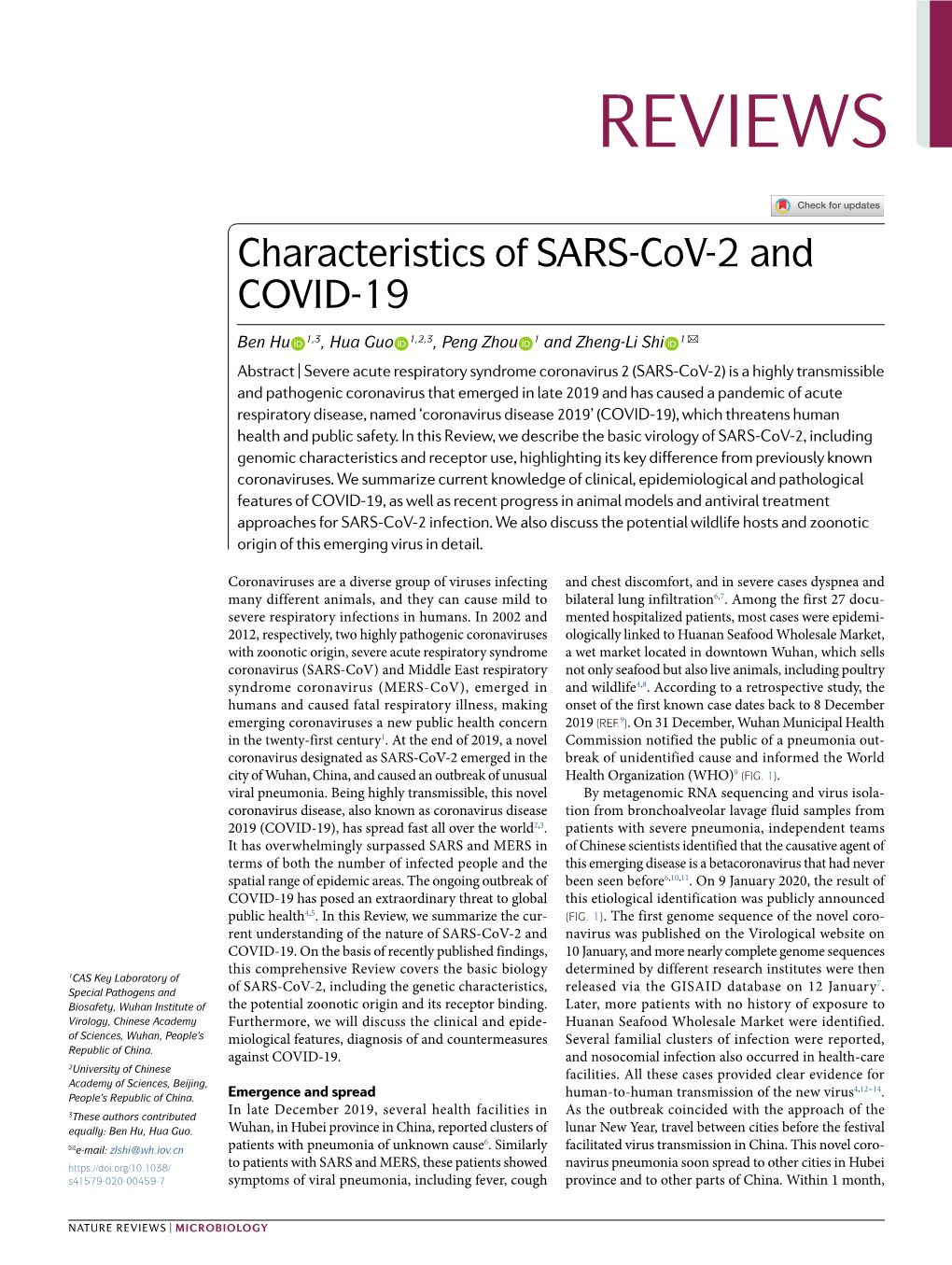 Characteristics of SARS-Cov-2 and COVID-19