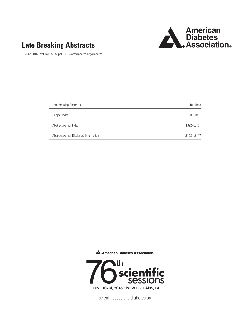 Late Breaking Abstracts