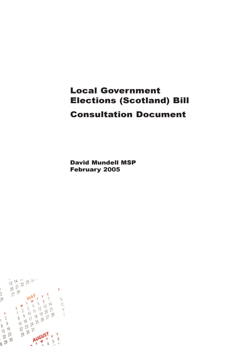 Local Government Elections (Scotland) Bill Consultation Document