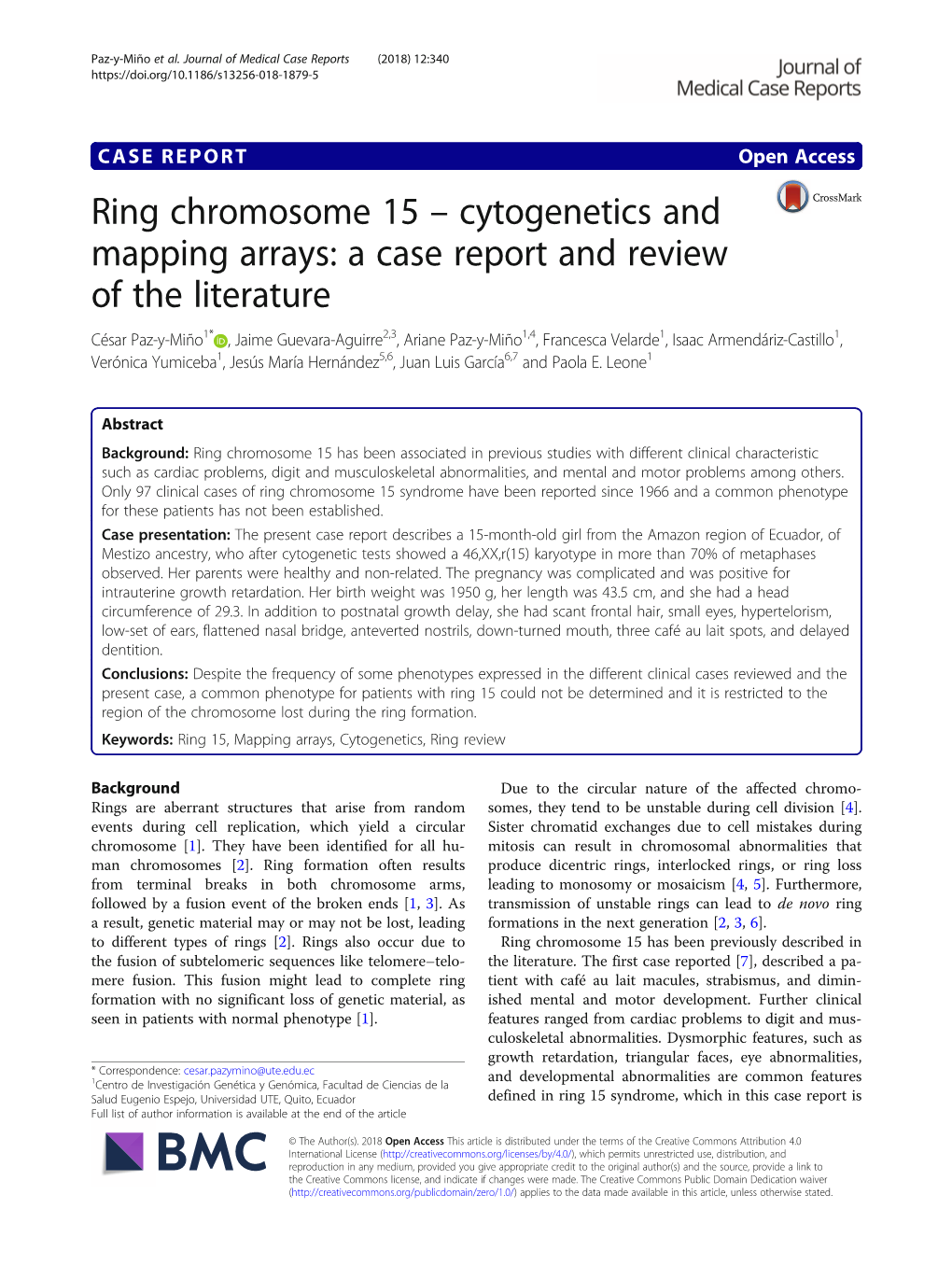 Ring Chromosome 15 – Cytogenetics and Mapping Arrays