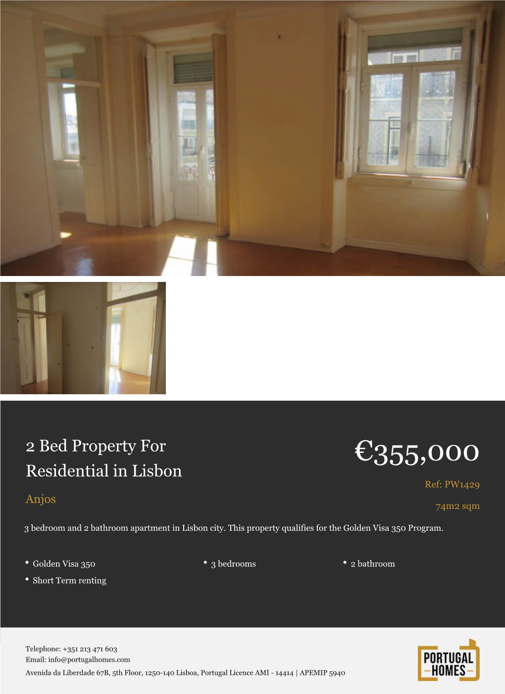 2 Bed Apartment for Sale in Lisbon, Portugal