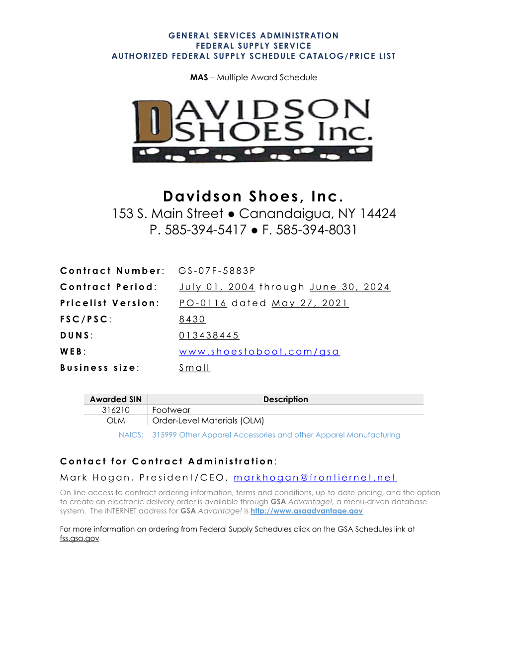 Davidson Shoes, Inc