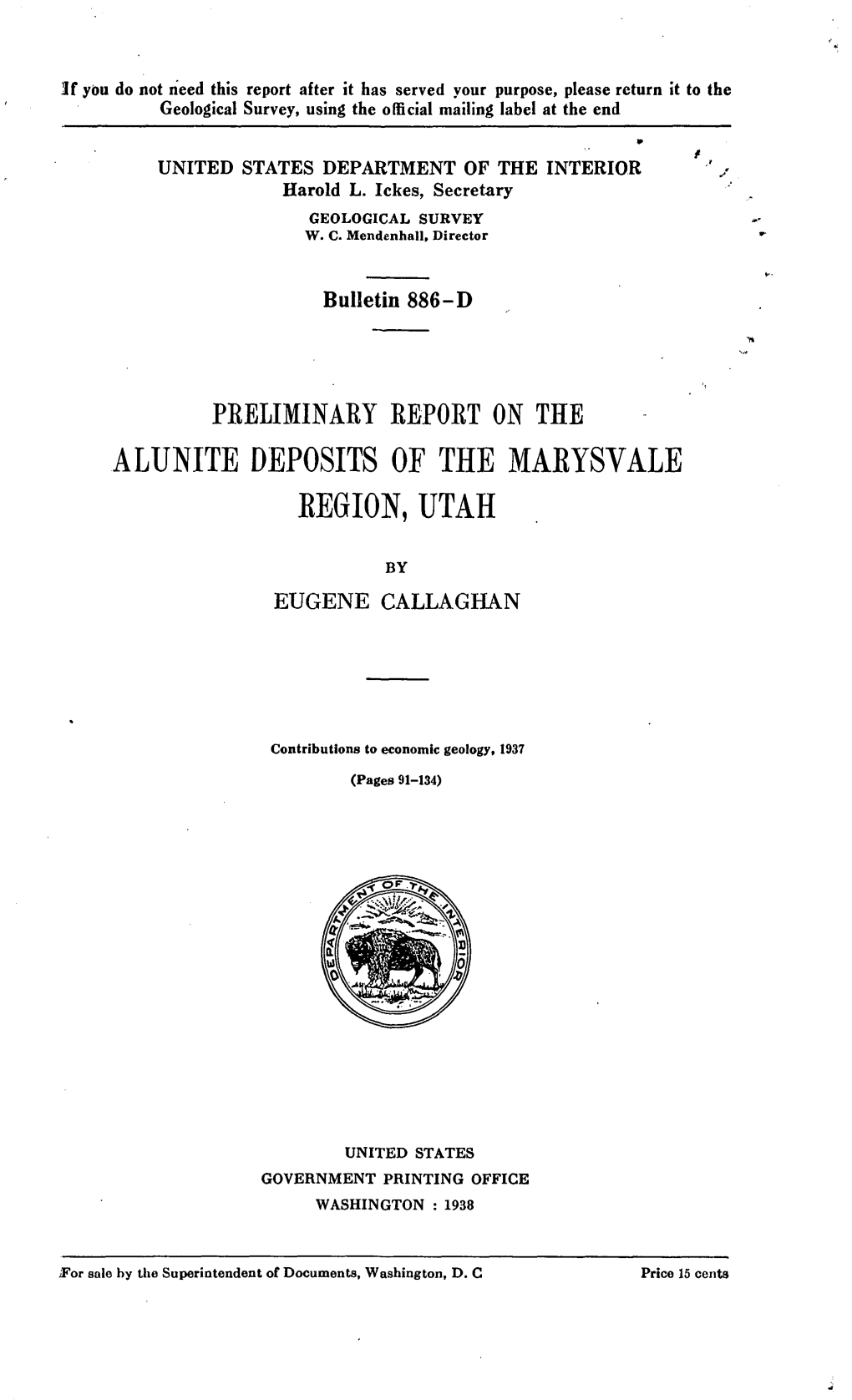 Alunite Deposits of the Maeysvale Eegion, Utah