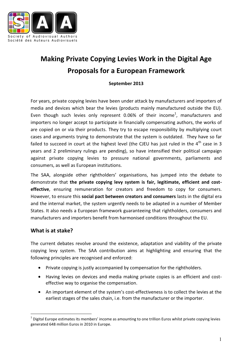 Making Private Copying Levies Work in the Digital Age Proposals for a European Framework