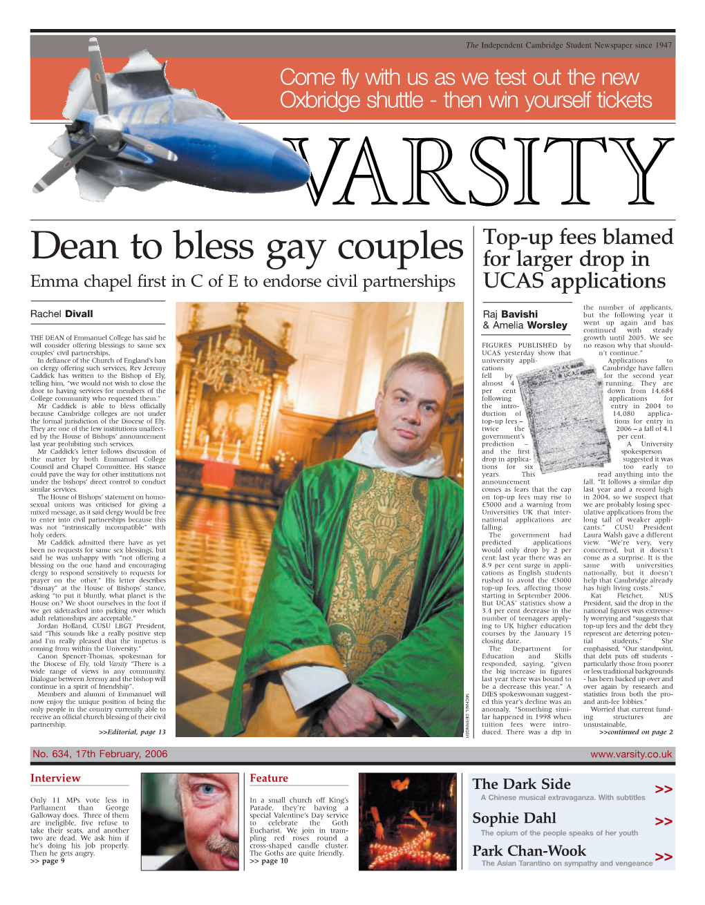 Dean to Bless Gay Couples for Larger Drop in Emma Chapel First in C of E to Endorse Civil Partnerships UCAS Applications