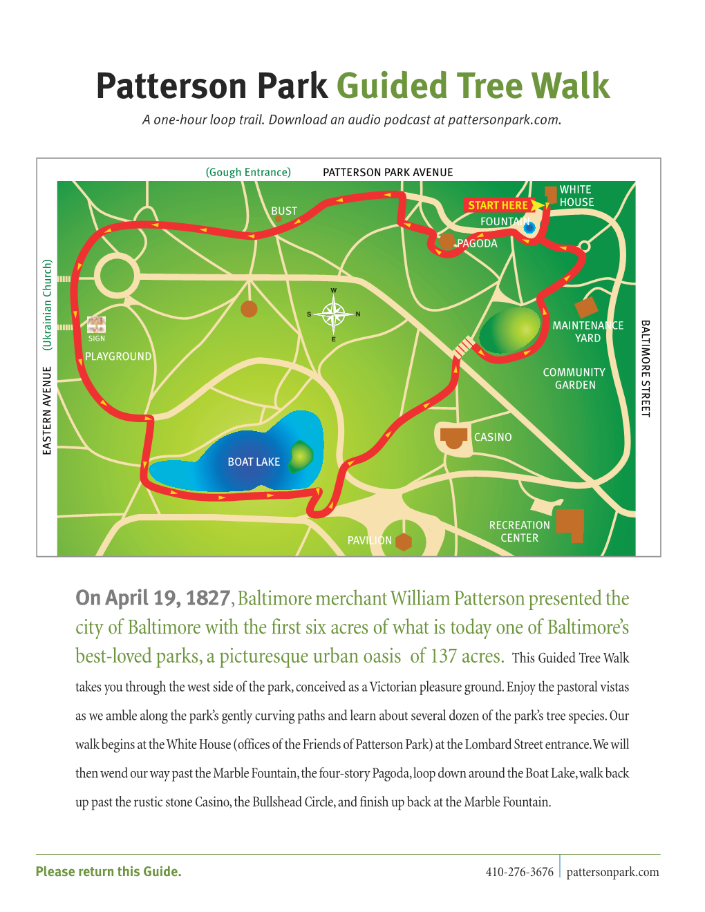 Patterson Park Guided Tree Walk a One-Hour Loop Trail