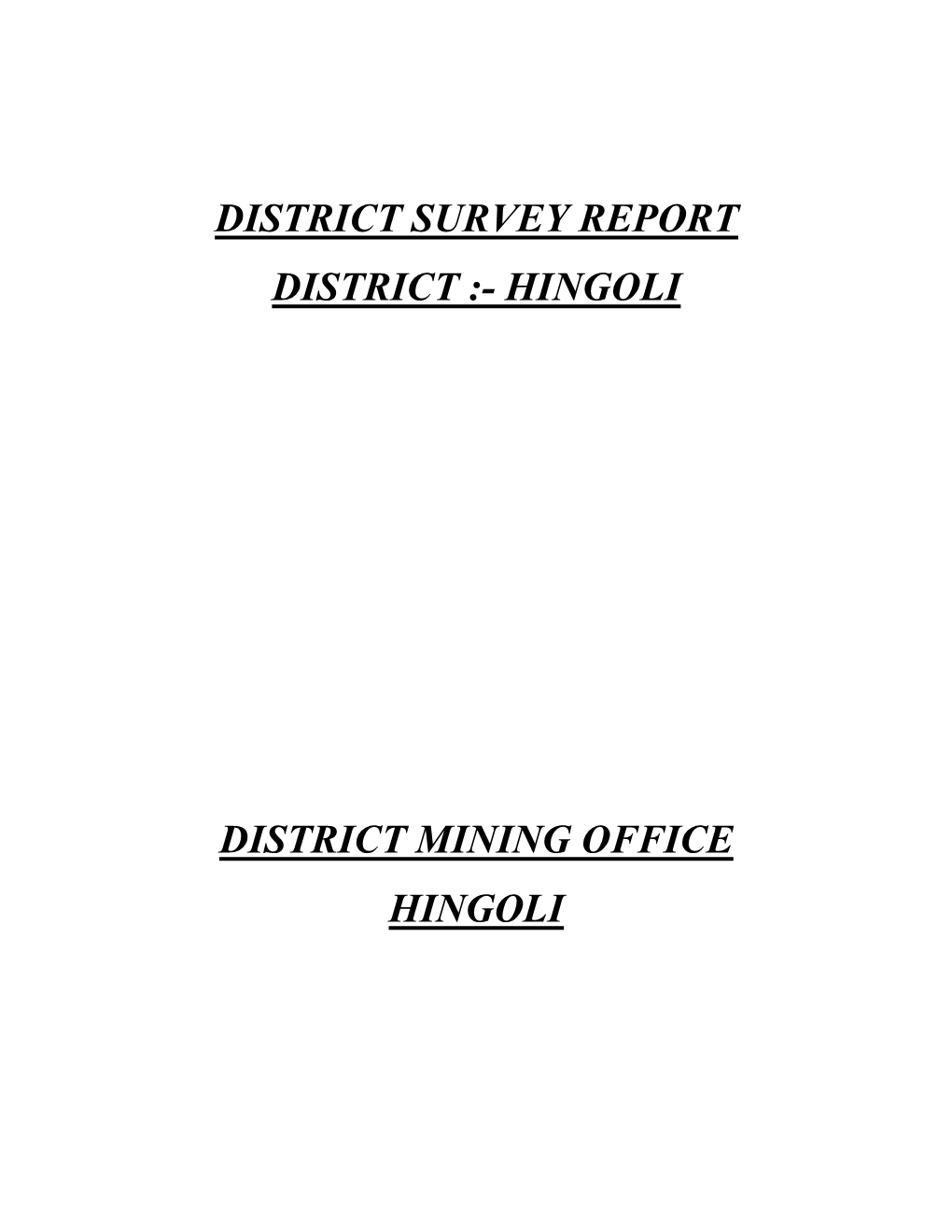 District Survey Report District :- Hingoli District
