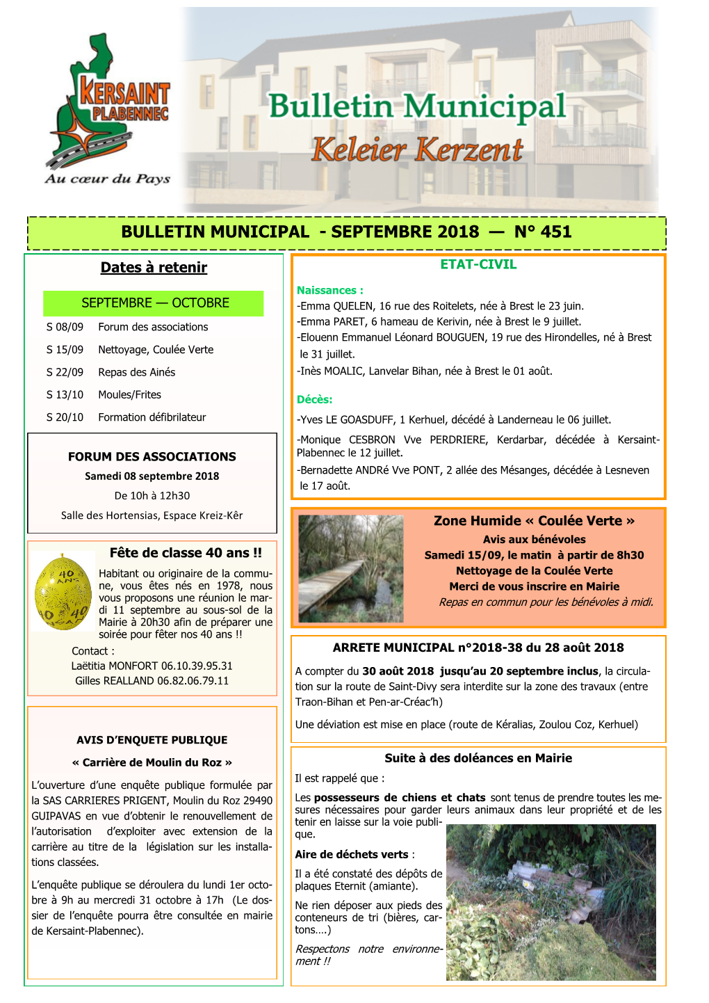 Bulletin Municipal - Septembre 2018 — N° 451