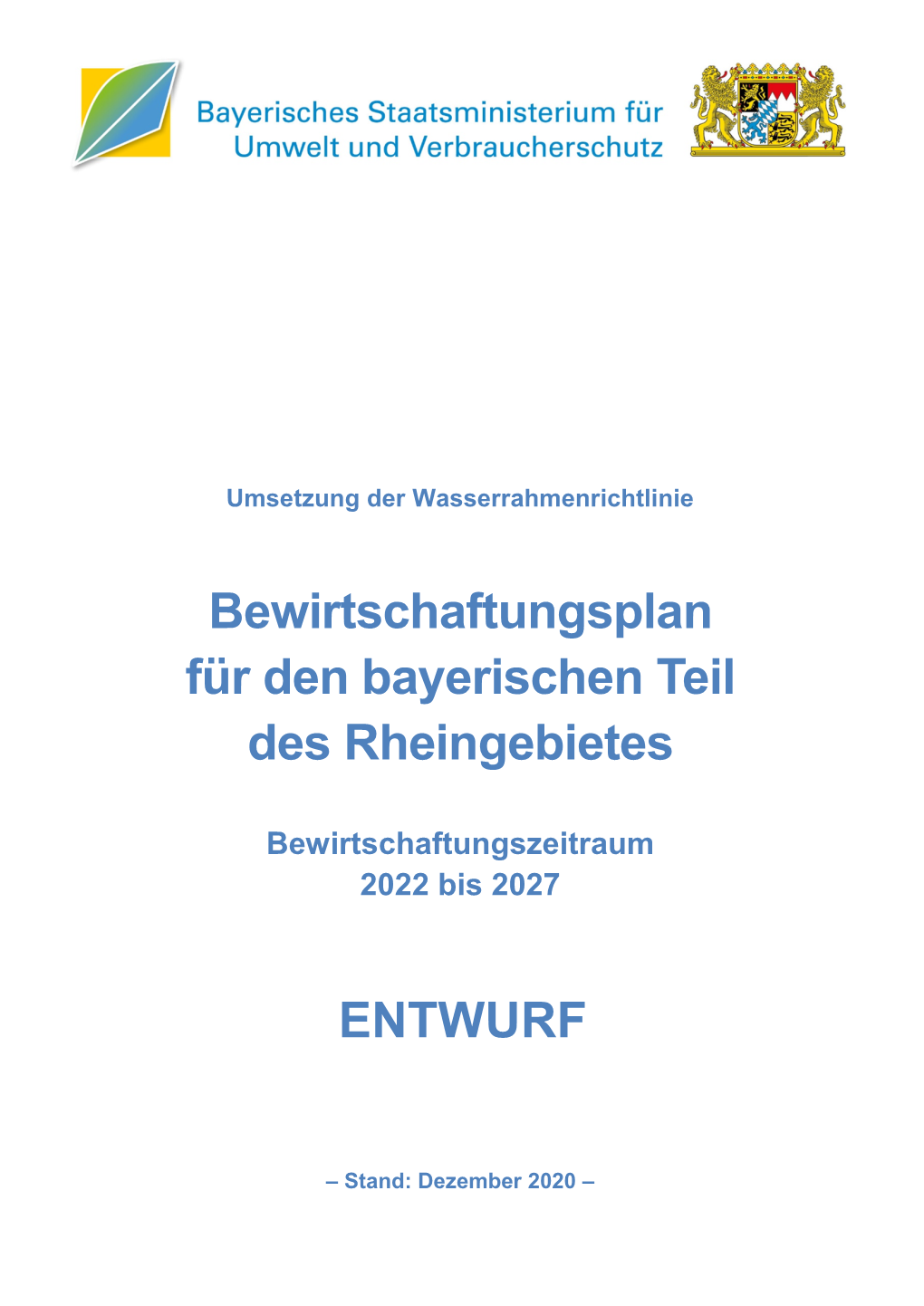 Bewirtschaftungsplan Für Den Bayerischen Teil Des Rheingebietes