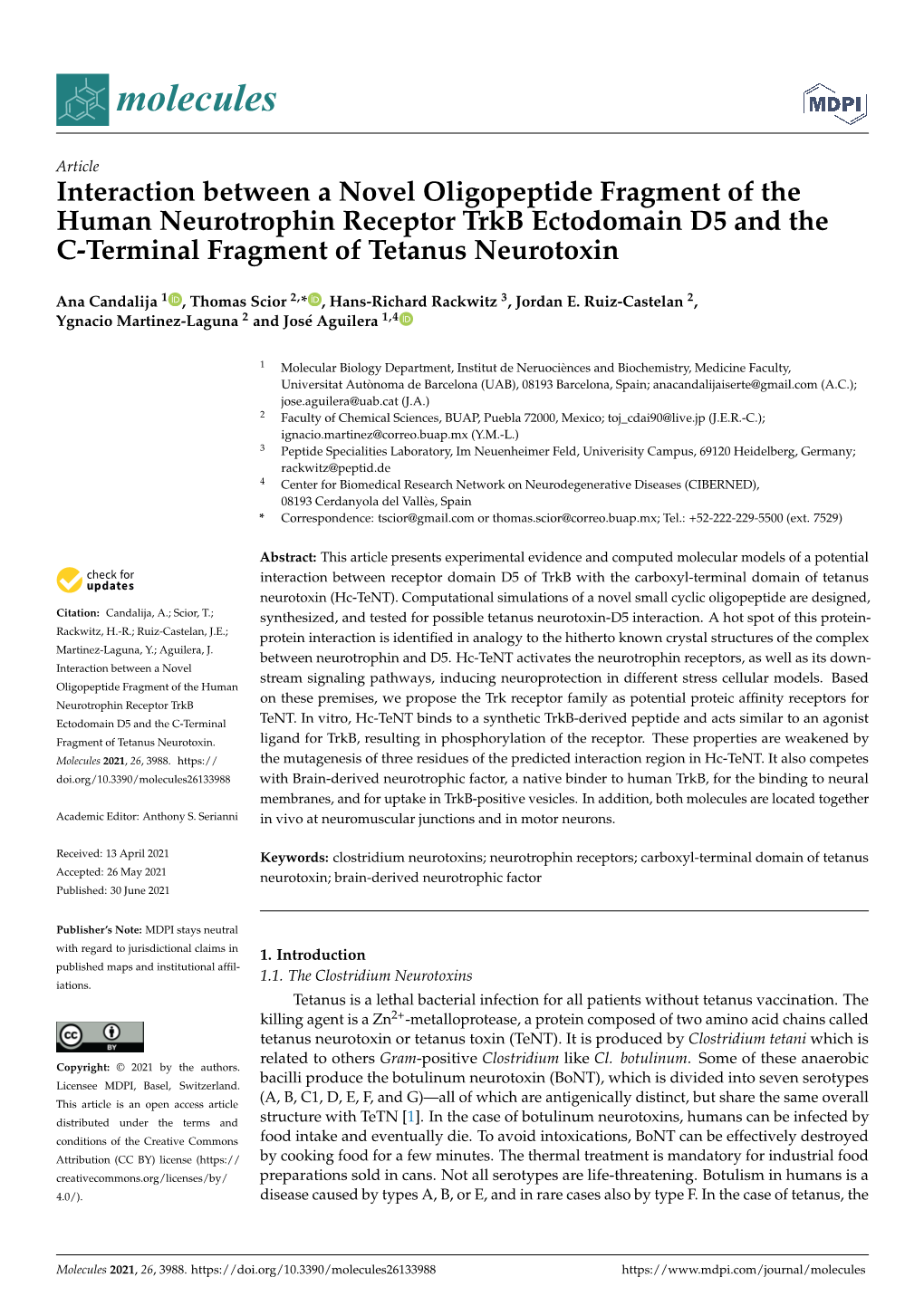 Interaction Between a Novel Oligopeptide Fragment of the Human Neurotrophin Receptor Trkb Ectodomain D5 and the C-Terminal Fragment of Tetanus Neurotoxin