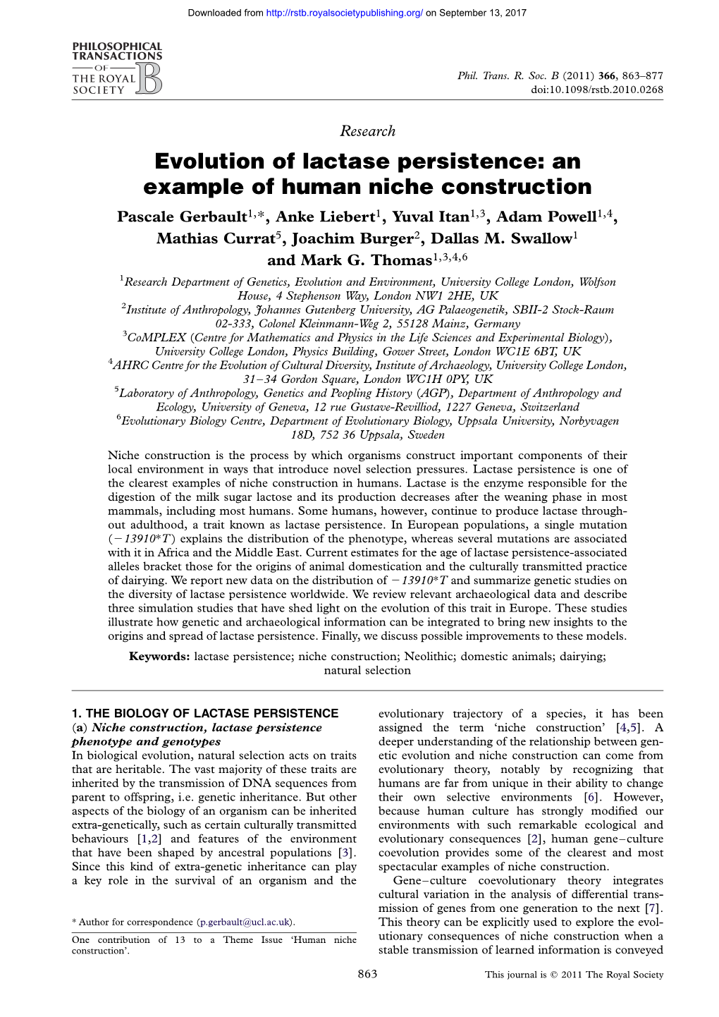 Evolution of Lactase Persistence: an Example of Human