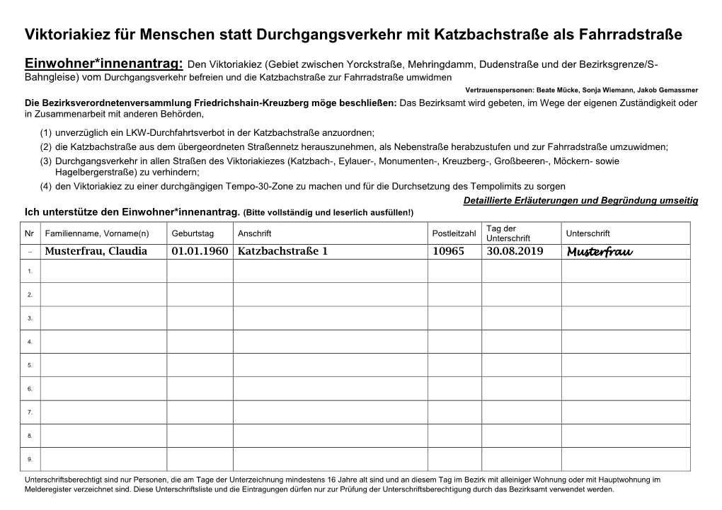 Viktoriakiez Für Menschen Statt Durchgangsverkehr Mit Katzbachstraße Als Fahrradstraße