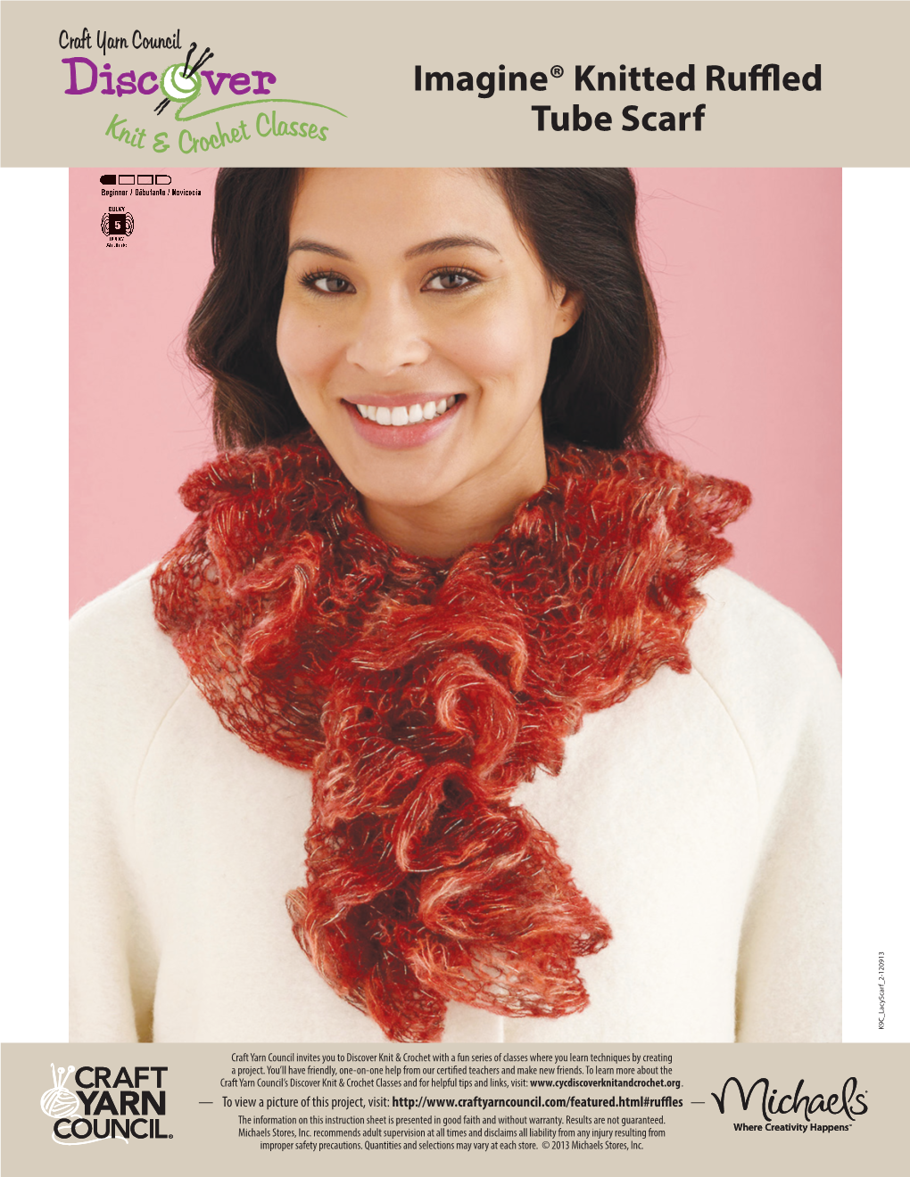 Imagine® Knitted Ruffled Tube Scarf Create Lacy, Eye-Catching Ruffles As You Knit Tip