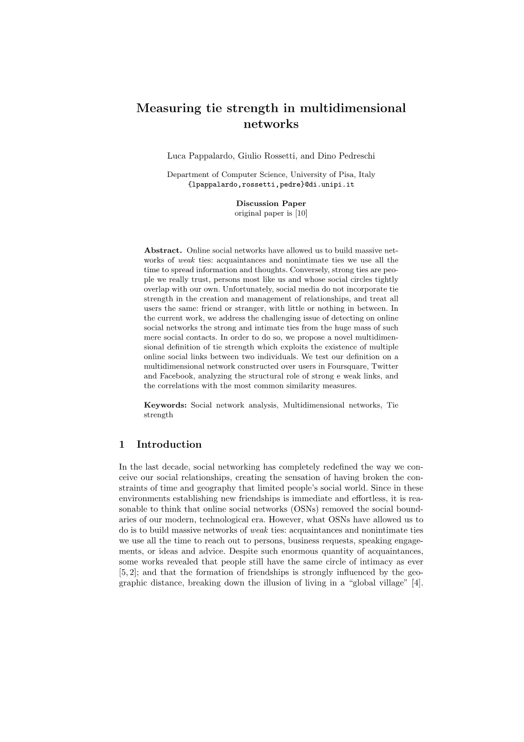 Measuring Tie Strength in Multidimensional Networks