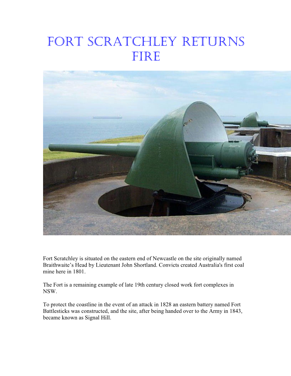 Fort Scratchley Returns Fire