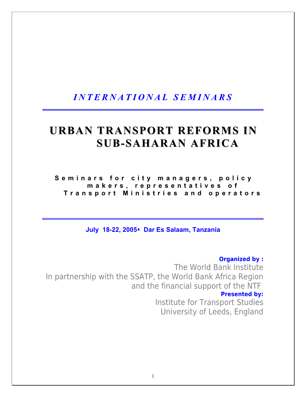 International Seminars