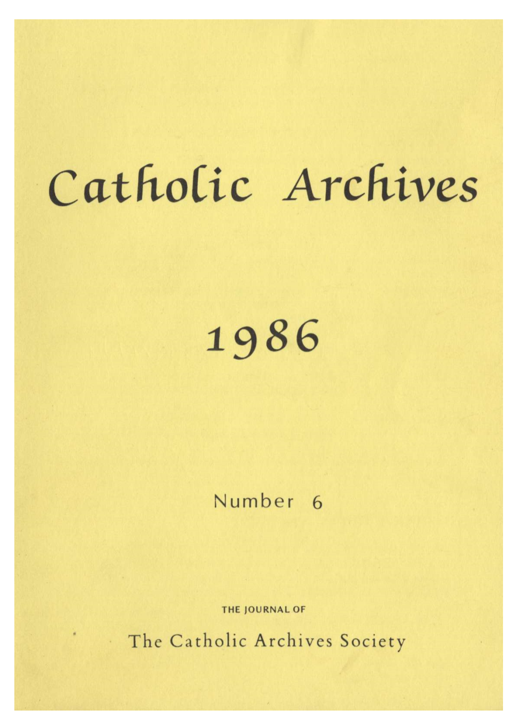 Catholic Archives 1986