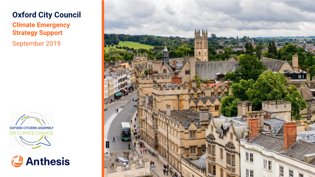Oxford City Council Climate Emergency Strategy Support September 2019