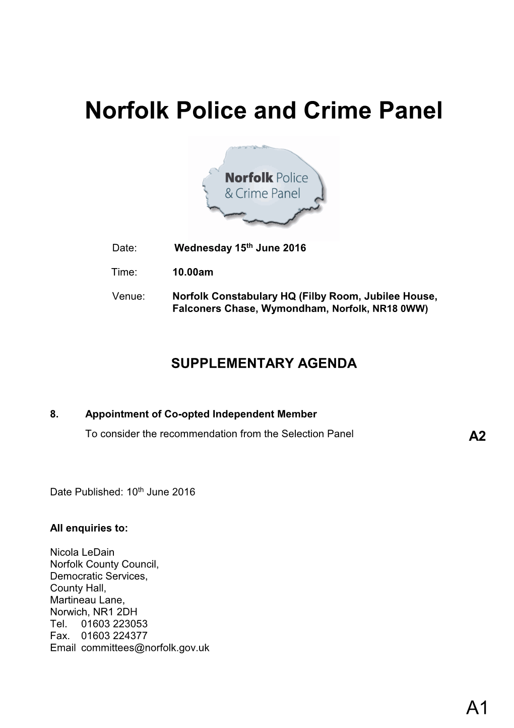Norfolk Police and Crime Panel