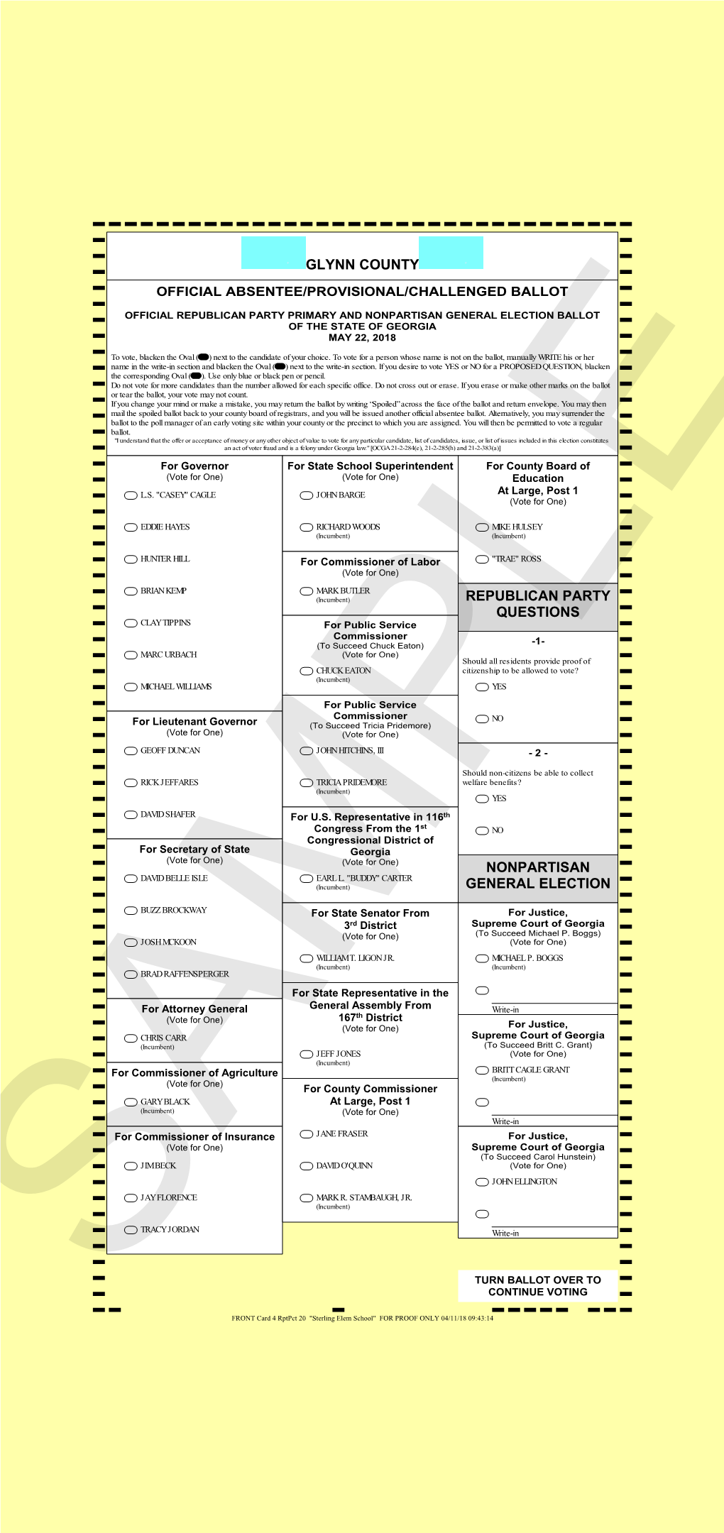 Glynn County Republican Party Questions Nonpartisan General Election