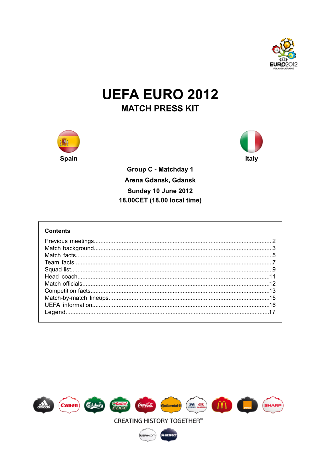 Uefa Euro 2012 Match Press Kit