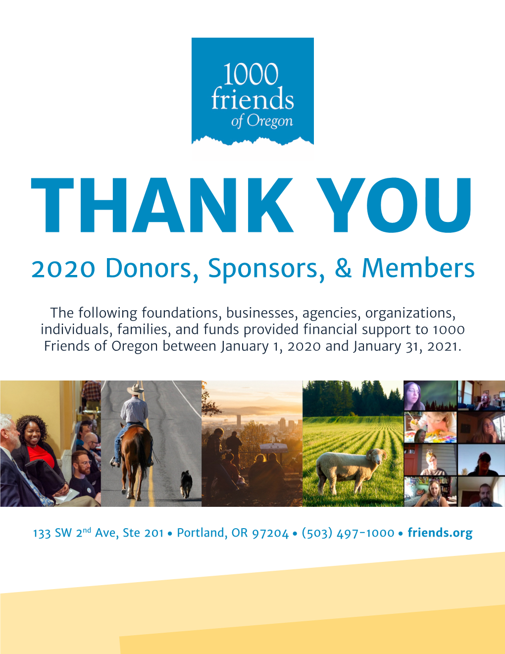 2020 Donors, Sponsors, & Members