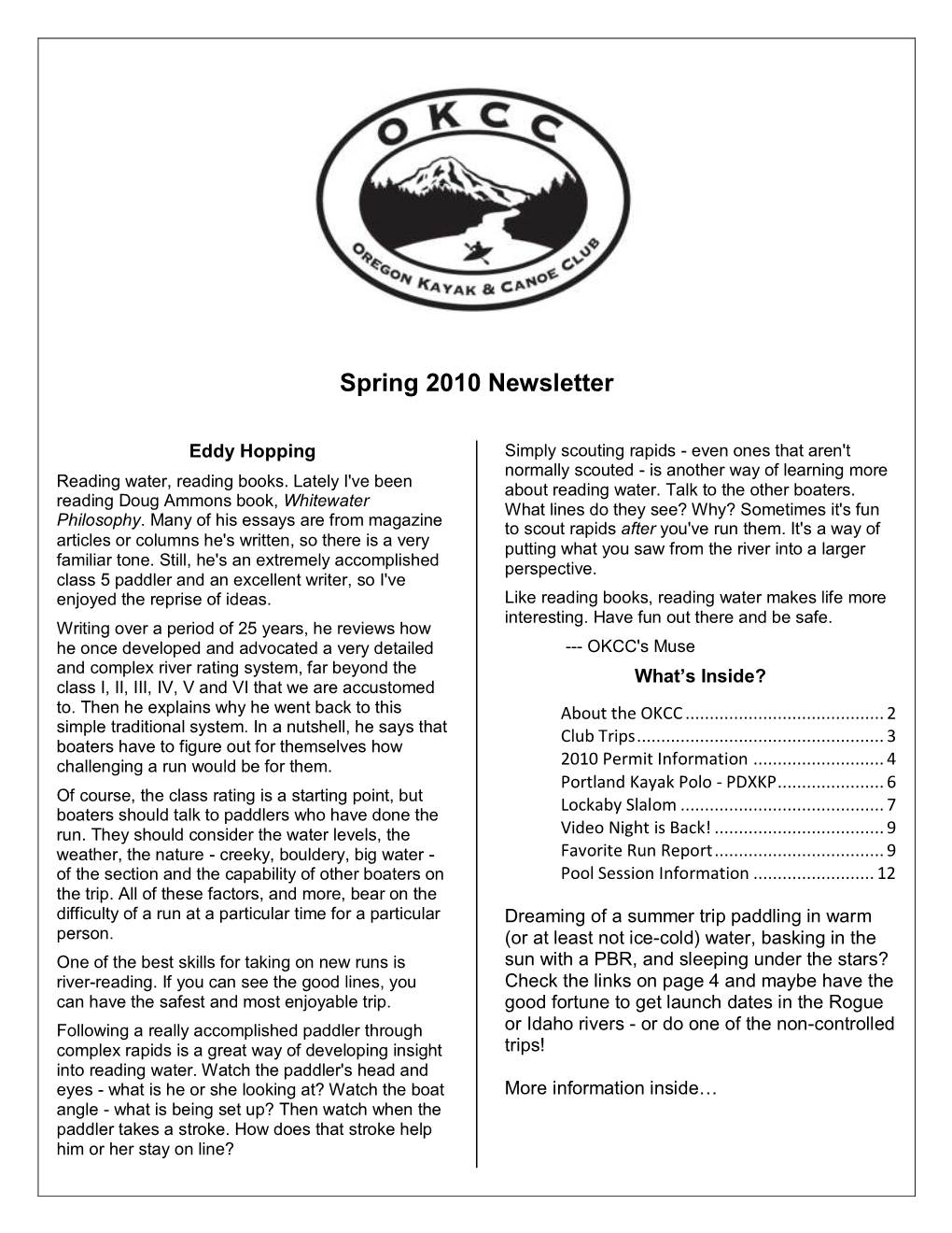 2010 Spring Newsletter