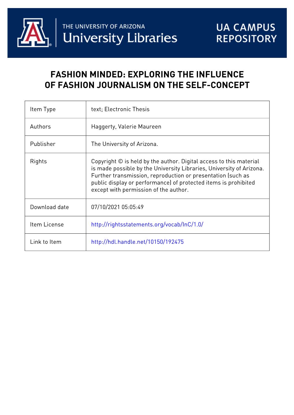 Exploring the Influence of Fashion Journalism on the Self Concept