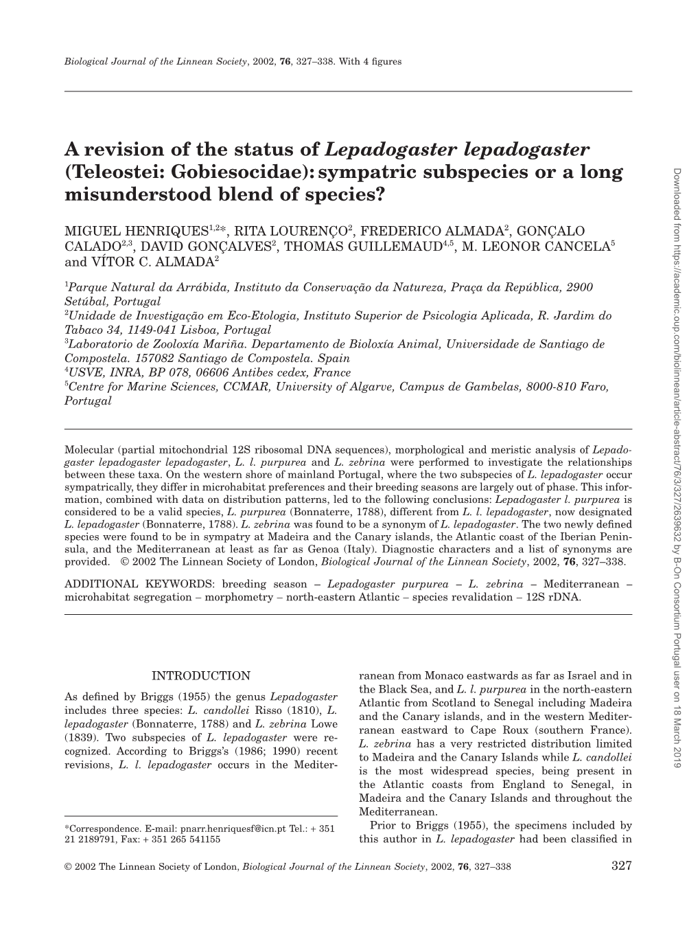 Sympatric Subspecies Or a Long Misunderstood Bl