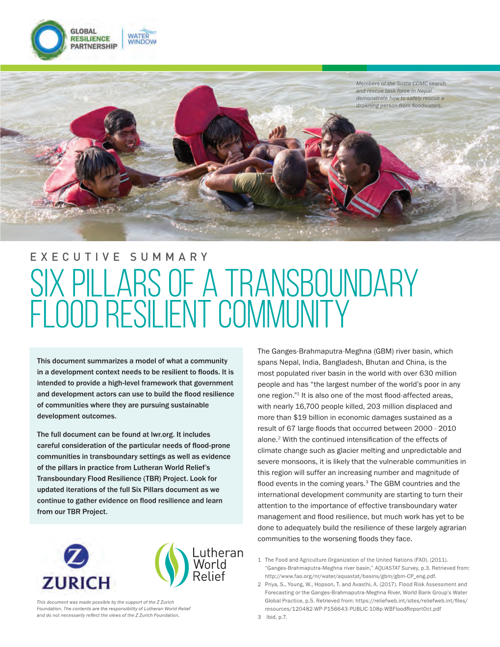 Six Pillars of a Transboundary Flood Resilient Community