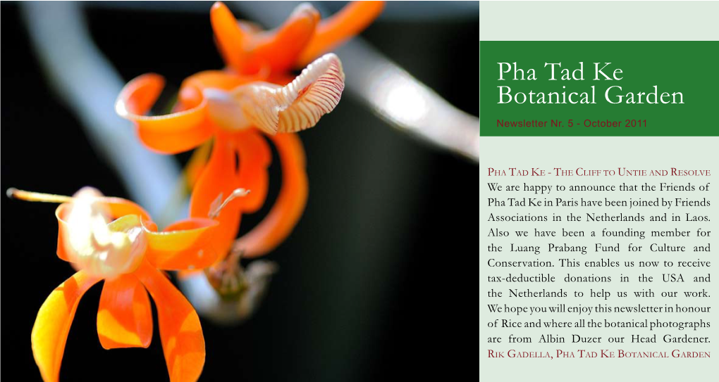 Pha Tad Ke Botanical Garden Newsletter Nr