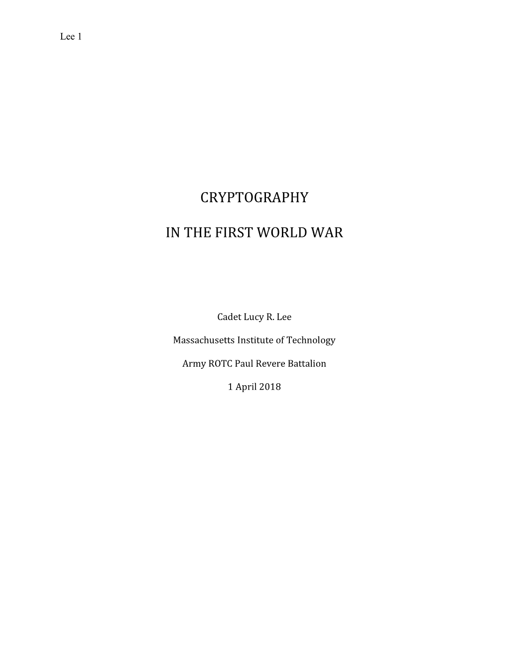 Cryptography in the First World