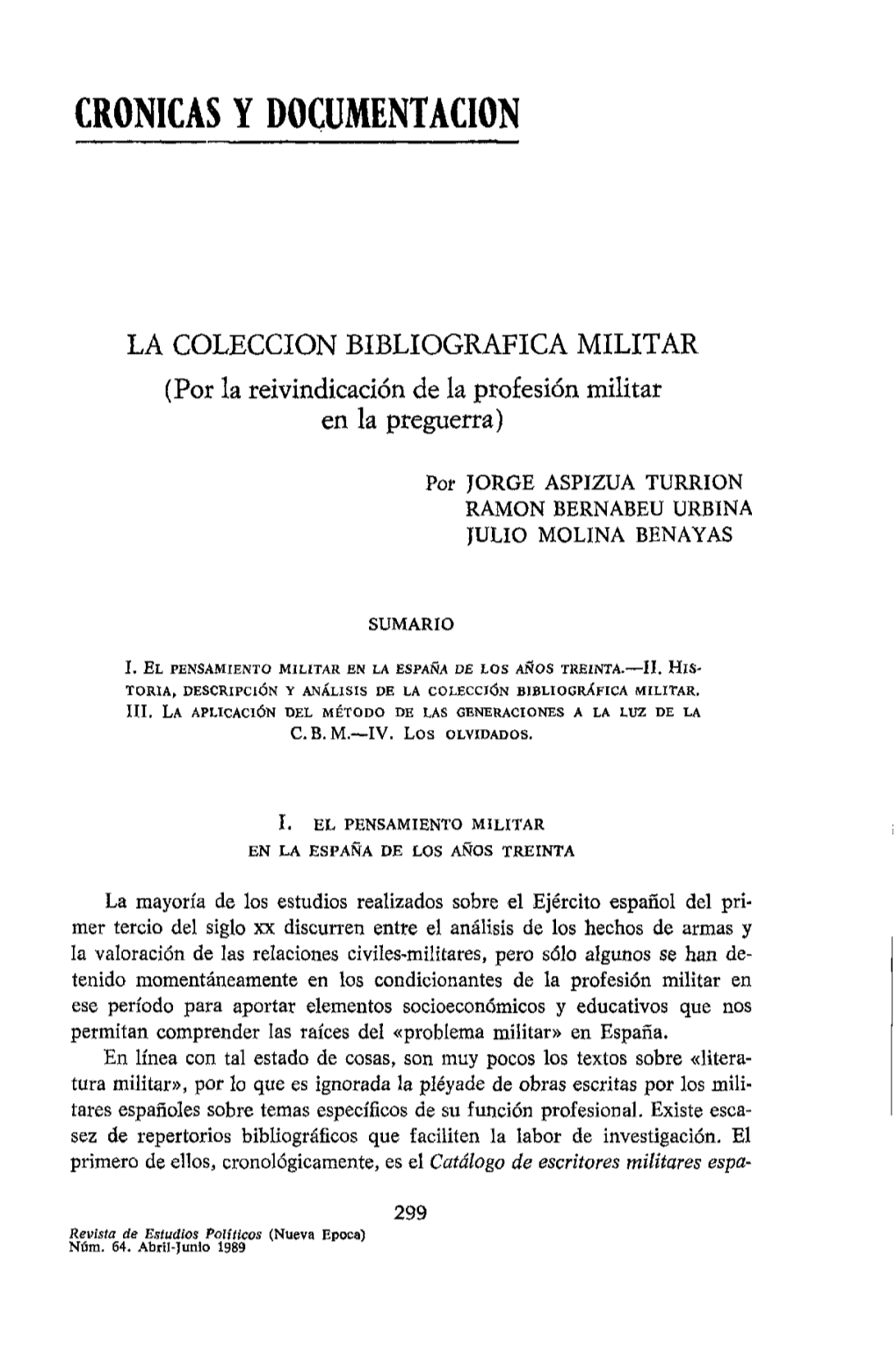 La Colección Bibliográfica Militar (1928-1936)