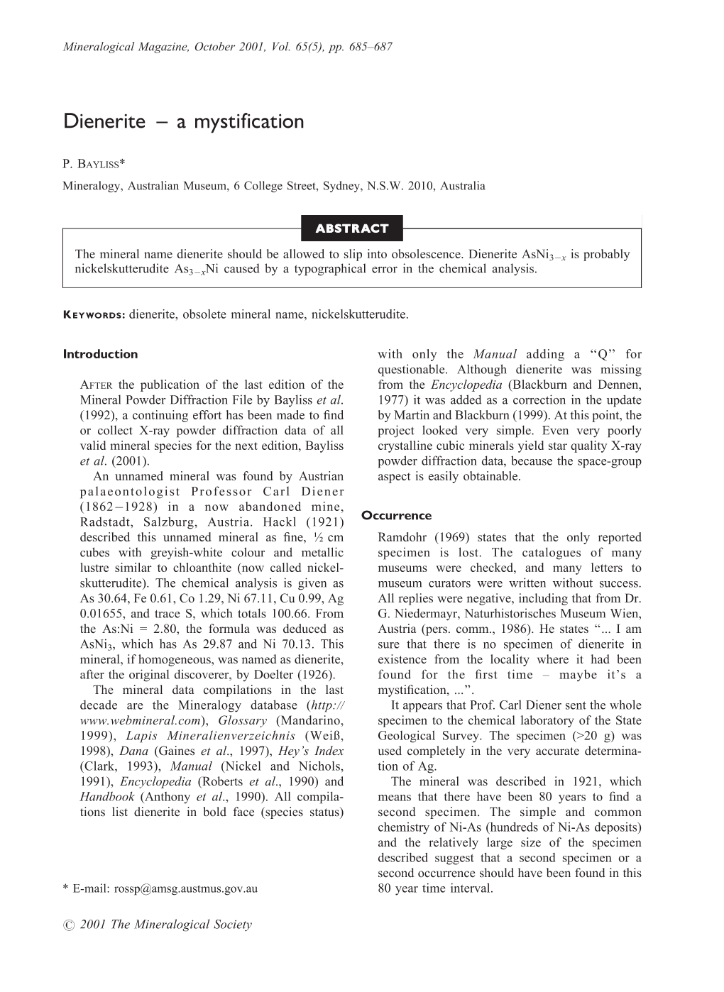 Dienerite ^ a Mystification